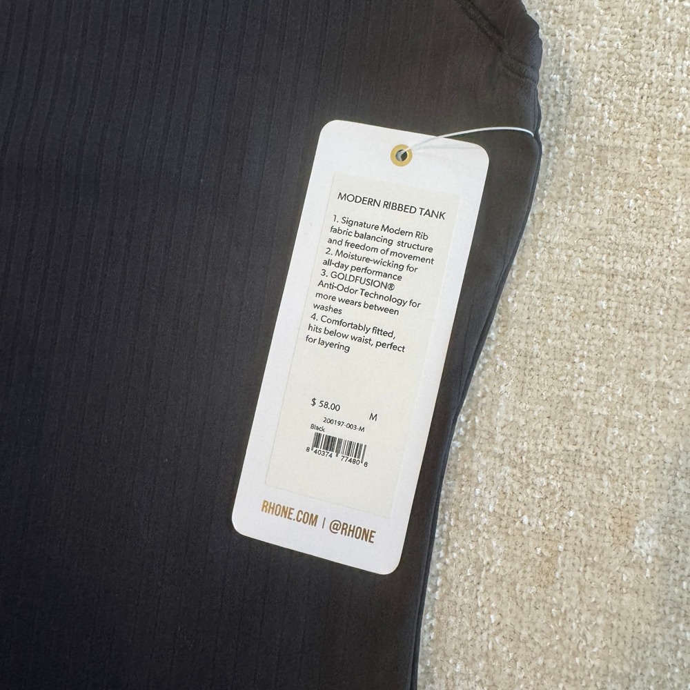 RHONE Black Ribbed Tank Top - Picture 4 of 9